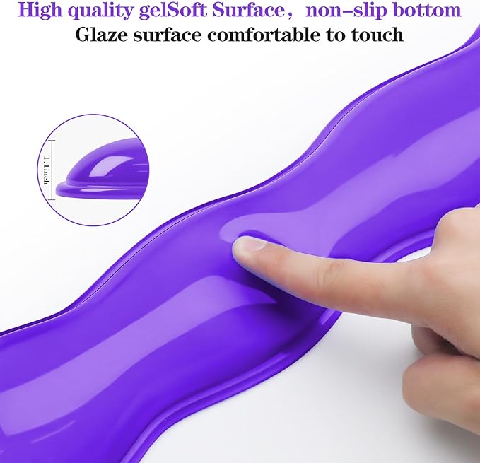 Gel Wrist Rest for Keyboard and Mouse, Wrist Rest for Keyboard, Mouse Wrist Support, Pain Relief, Cool Touch, Non-Skid, Mouse Wrist pad