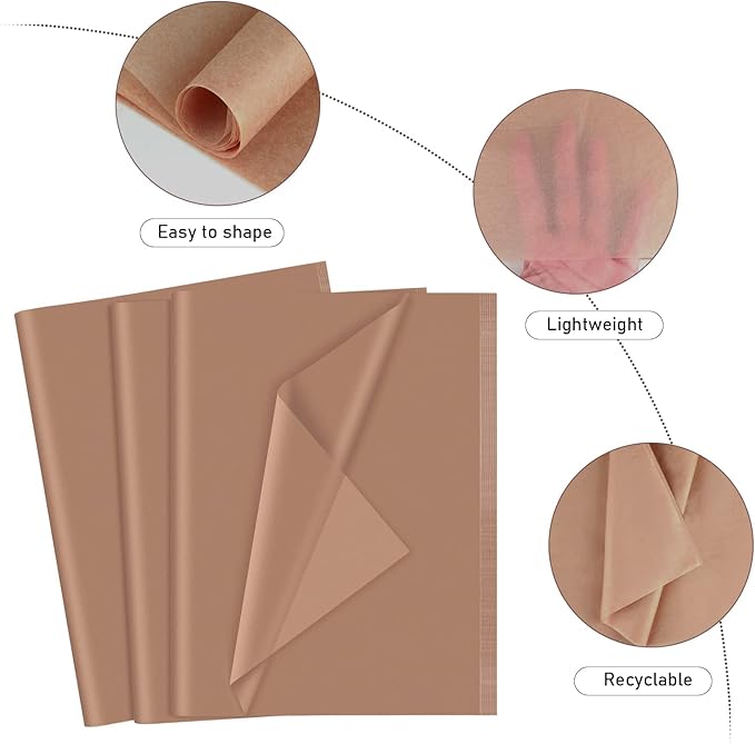 NEBURORA 120 Sheets Dark Brown Wrapping Tissue Paper, 14 x 20 Inches - Bulk Brown Wrap Paper for Gift Bags, Packaging, Floral Filler, Crafts, Birthday, Christmas, Holiday Decor