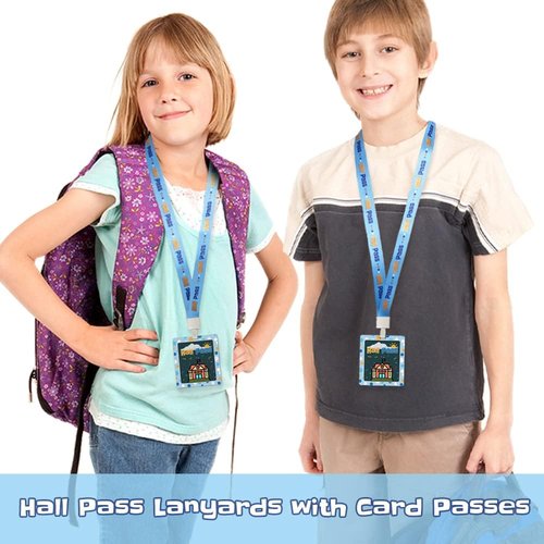 Hall Pass Lanyards - Unbreakable Classroom Passes Set for Students & Teachers | 10 Pack