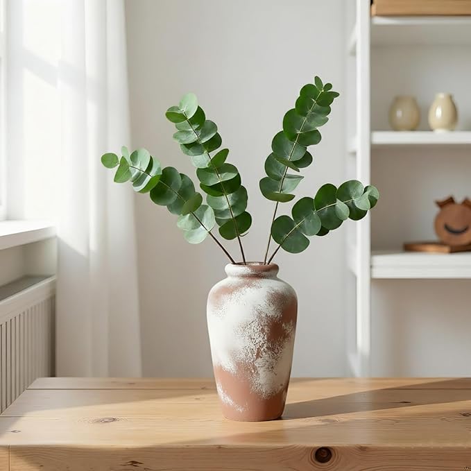 Large Ceramic Vase, 11 inch Minimalist Vase for Home Decor, Handmade Farmhouse Flower Vase for Table Centerpiece, Wedding, Living Room, Kitchen Decoration, Shelf Decor (Rust)