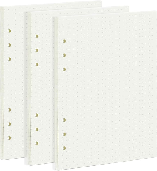 135 Sheets Planner Refill Paper, 210x142mm, Dotted Inserts Paper A5 6 Holes Binder Grid Notepaper for Filofax Bullet Journals Diary