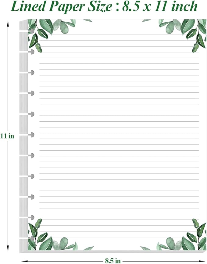 (3-Pack) A4 TUL Discbound Lined Refill Paper, 11-Disc Discbound Ruled Filler Paper, Letter Size 300Sheets / 600Pages Loose-Leaf, 100gsm, 8.5'' x 11'', Leaf