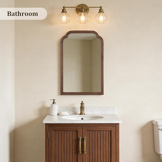 WallBeyond Wood Bathroom Mirrors for Wall Mounted, 20" x 30" Rustic Wood Frame Wall Mirrors Decorative for Living Room or Bedroom Vanity Mirror (Walnut)