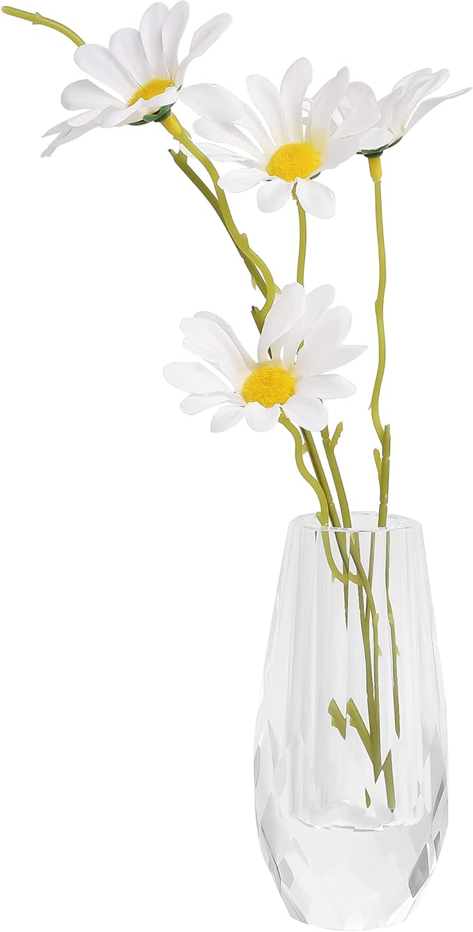 Kitcom Small Flower/Bud Crystal Vase Decorative Vases for Home or Wedding, Outline Dimensions W2.4''xH4.7'', Clear with Gift Box