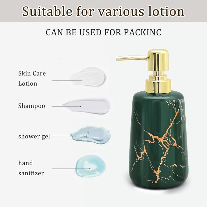 CERBIOR Bathroom Accessories Set,4 Pcs Ceramic Bathroom Decor Accessory,Includes Toothbrush Holder, Toothbrush Cup, Soap Dish for Decorative Countertop and Housewarming Gift(Green 4pcs)
