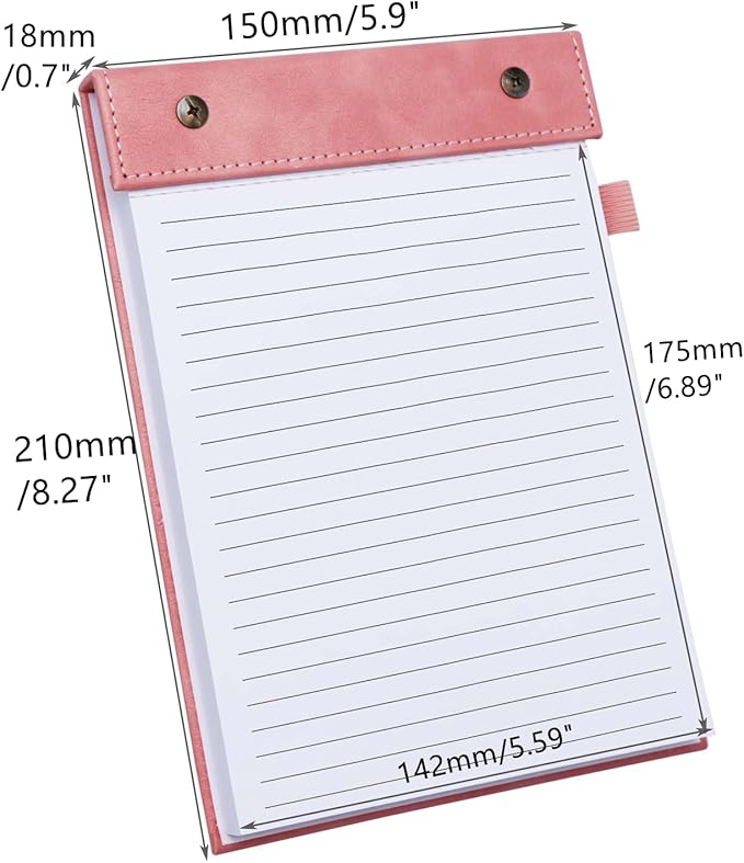 Mogoostry A5 Lined Planning Pads 5.9" x 8" Planner To Do List Memo Note Pads Screw Binding Writing Paperboard Notepad, 100 Sheets per Pack, Pink