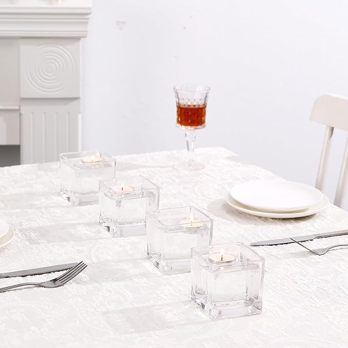Square Flower Vases Set of 9, 3"x 3"x 3" Glass Vases for Centerpieces, Clear Vase for Flowers, Small Vase for Wedding, Party, Home Office Decoration