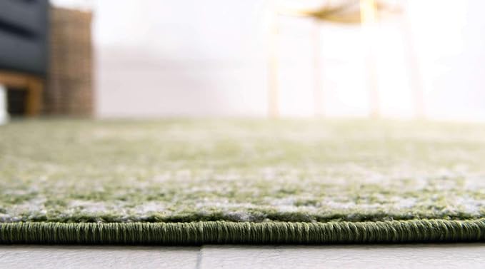 Unique Loom Bromley Collection Area Rug - Wells (7' 1" x 10' Rectangle, Green/ Ivory)
