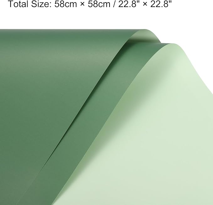 MECCANIXITY 20 Pcs Double Sided Color Flower Wrapping Paper Grey Green+Turquoise 22.8"x22.8" Waterproof for Florist Bouquet Supplies, DIY Crafts, Gift Box Packaging