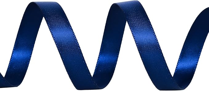 YAMA Navy Blue Double Faced Satin Ribbon, 3/8 Inch 25 Yards, Navy Ribbon for Gift Wrapping Crafts Hair Bows Wedding Party Decoration