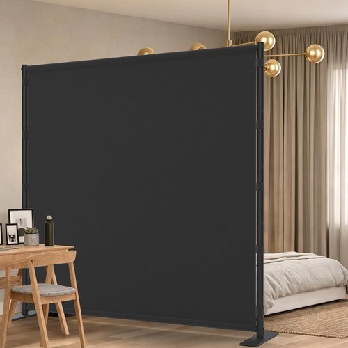 AKTOP Room Divider - Freestanding Privacy Screen for Room Separation | Portable 71''W x 76''H, Black