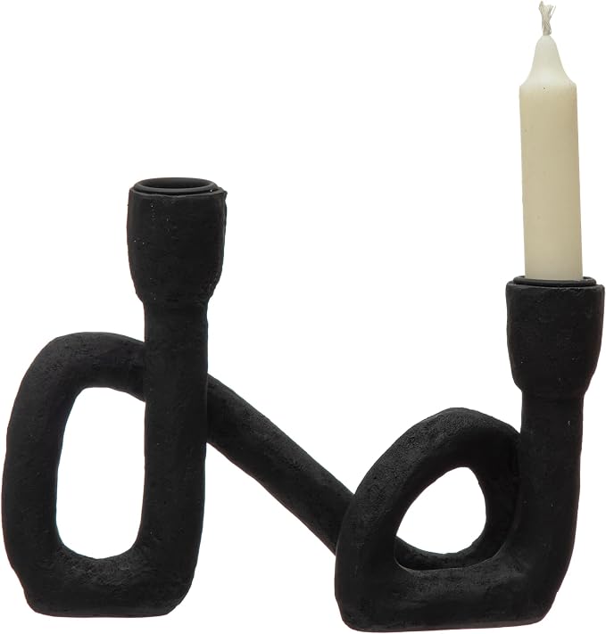 Bloomingville Decorative Resin Double Taper Candle Holder, Black