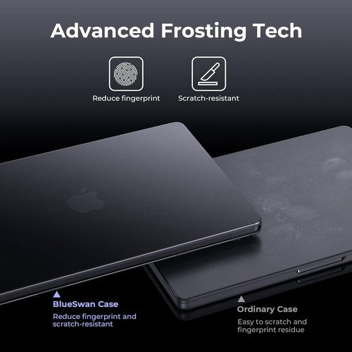 BlueSwan Matte Case for MacBook Pro 14" | Hard Shell Protective Cover in Space Black Clear (2021-2026)