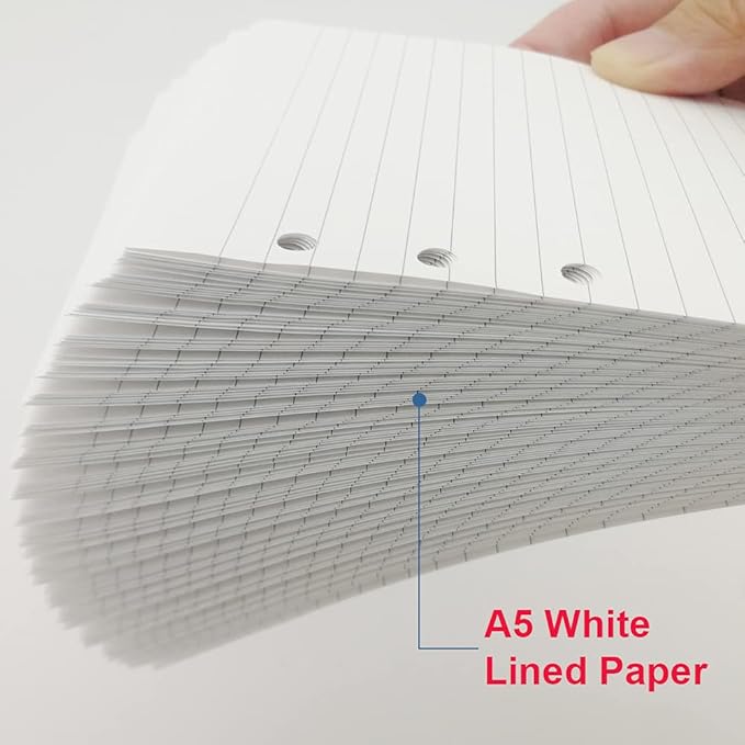 (3 Pack) A5 Lined Paper Refill, 300 Sheets/600 Pages Refill Paper for Large Leather Journal/Filofax Binders, 6 Holes Punched, 100gsm Ruled White Filler Paper, 5.8'' x 8.2''
