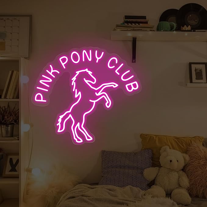 Pink Pony Club Led Neon Sign Pop Art, Western Cowgirl Custom Neon Lights Party Decor Neon Wall Sign Bar Cowgirl Room Decor, Midwest Princess Led Signs For Bedroom Wall Girl Cave Club Bar Pub Gift