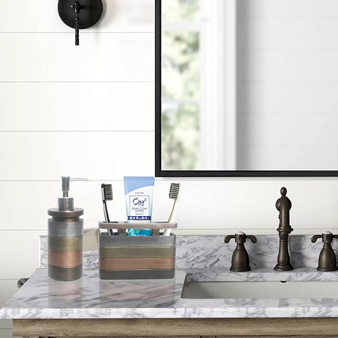 LUANT Bathroom Accessories Set Including Cup, Toothbrush Holders, Soap Dishes and Soap Dispenser, Brown