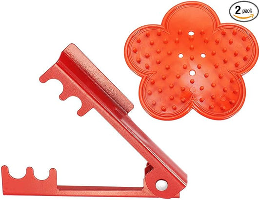 HARFINGTON 2pcs Rose Thorn Stripper Tool Set 5.5" 4.7" Metal PVC Flower Thorn Leaf Remover Flower Stem and Leaf Stripping for Gardening Home Florist, Red,Orange
