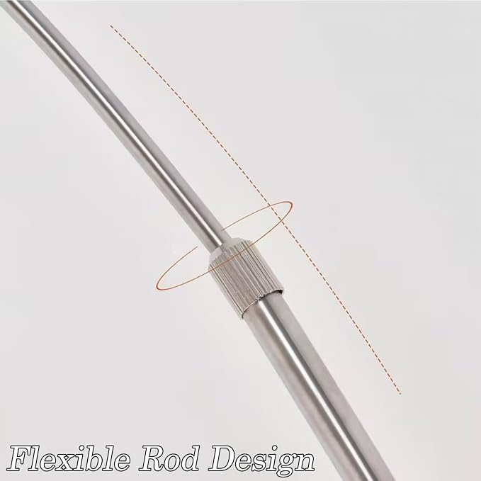 MIXL-Milk Glass Shade Arc Floor Lamp,Marble Base Arch Lamp,Chrome Flexible Rod Standing Light,Modern Floor Lamps for Living Room Office