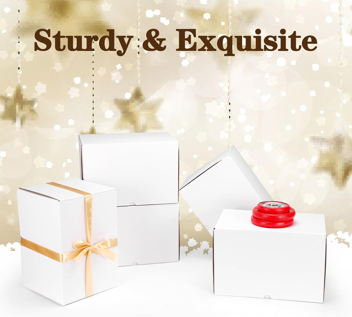WIFTREY 12x10x6 Shipping Boxes - Set of 15 White Corrugated Cardboard Boxes for Small Business & Moving