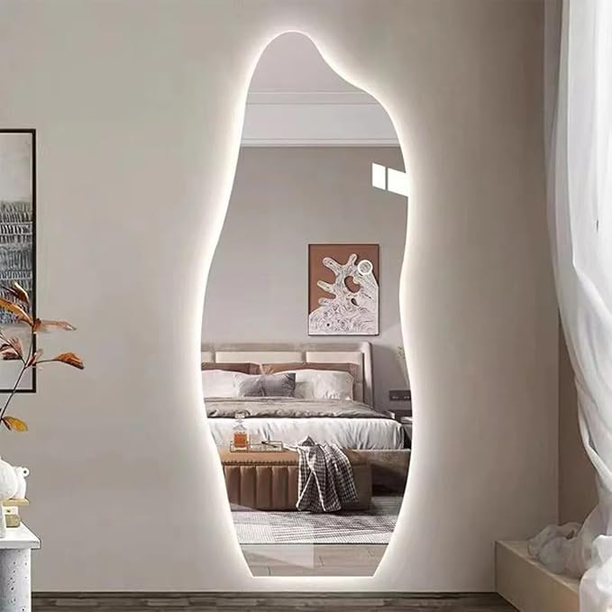 Amorphous LED Mirror with Touch, 3 Light Tones, Adjustable, Explosion-proof Glass, 110 x 50 cm