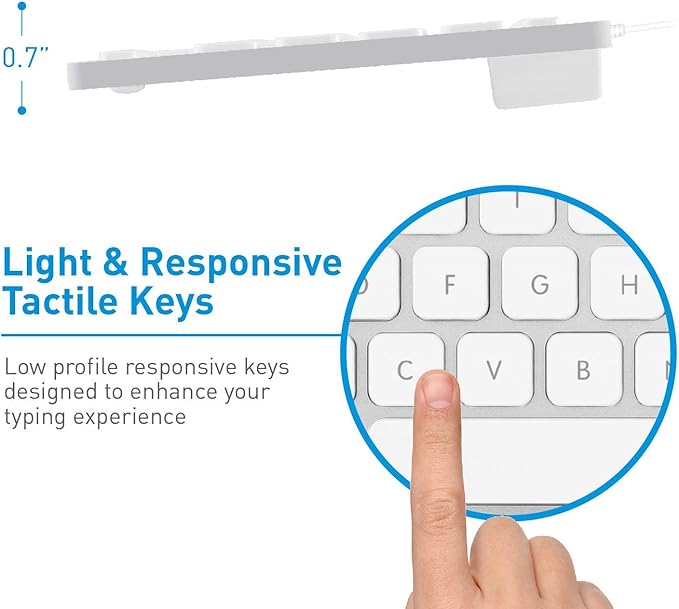 Macally Mini Wired Keyboard and a Quiet Wired Mouse, Office Essentials
