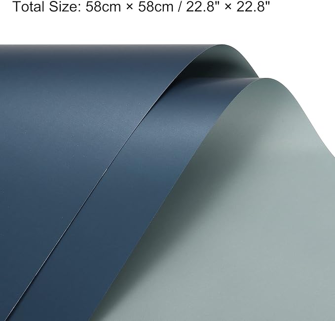 MECCANIXITY 20 Pcs Double Sided Color Flower Wrapping Paper Blue+Deep Blue 22.8"x22.8" Waterproof for Florist Bouquet Supplies, DIY Crafts, Gift Box Packaging