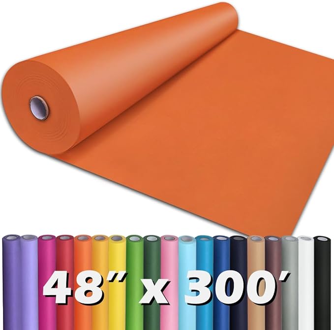 PerkHomy OrangeRed Kraft Paper Roll 48" x 3,600" (300') for Gift Wrapping Bouquet Flower Art Painting Craft Writing Packaging Shipping 80GSM 55LB (OrangeRed, 48" x 300')