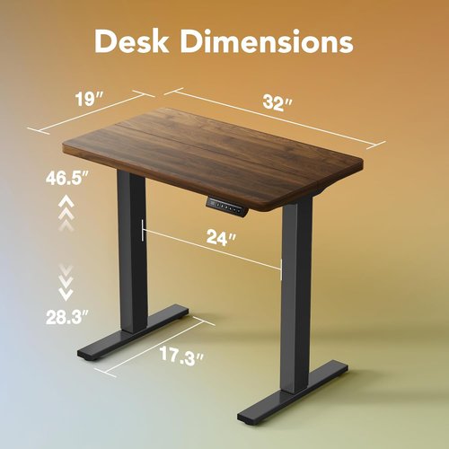 HUANUO Electric Standing Desk - Adjustable Height with 4 Memory Settings | 32" Black Walnut for Home Office