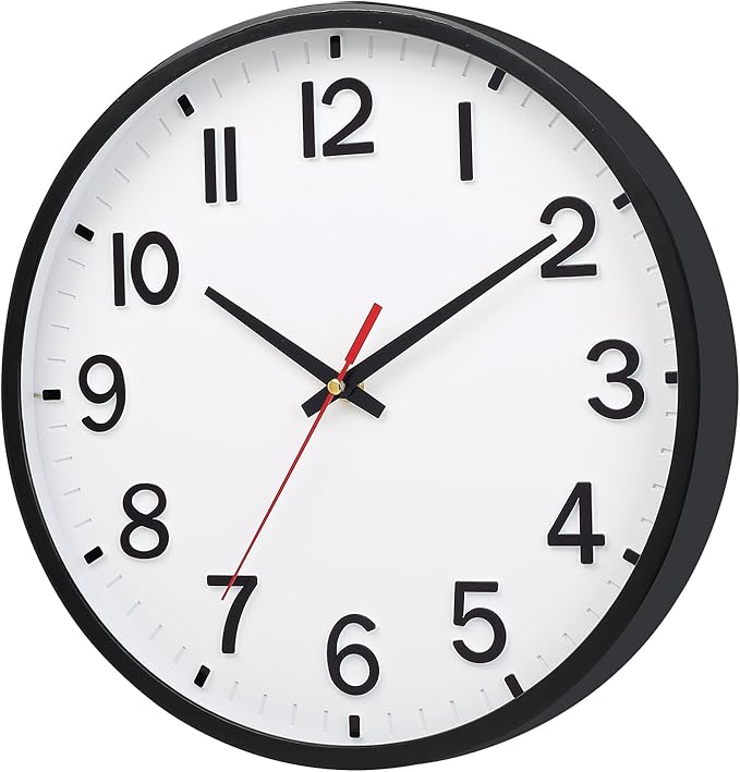 Wall Clocks Battery Operated 8 inch Modern Wall Clock,Silent Non Ticking Wall Clock for Living Room Bedroom Kitchen Office Classroom Decor (White and Black)