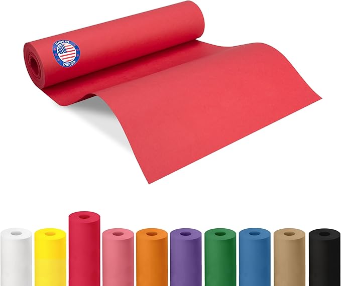 12" x 1200" (100 feet) Christmas Red Kraft Paper Roll - USA-Made Quality Craft Paper for Gift Wrapping, Kids' Arts & Crafts, School Projects - Natural Material 50lb Thickness by IDL Packaging