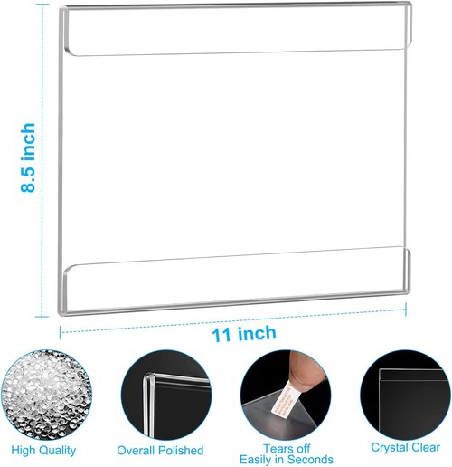EHWINE Acrylic Sign Holder - 3 Pack 8.5 x 11 Horizontal Wall Display Frames | Clear Plastic for Office & Business