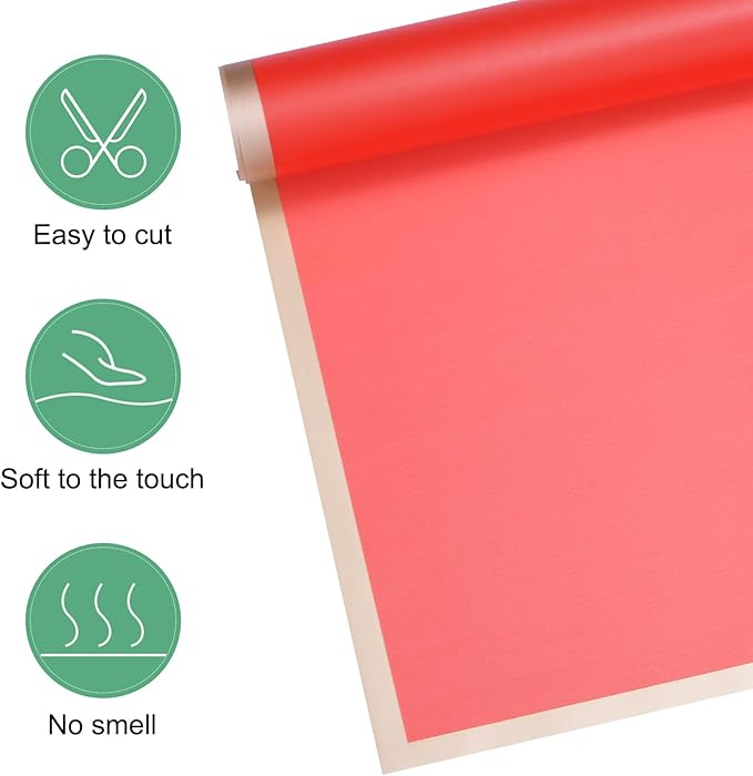 M METERXITY 20 Sheets Flower Wrapping Paper Bouquet, 23 Inch Red Gold Edge BOPP Waterproof Floral Wrapping Paper Flower Packaging DIY for Wedding/Party/Birthday/Gift Bouquet Wrap Paper