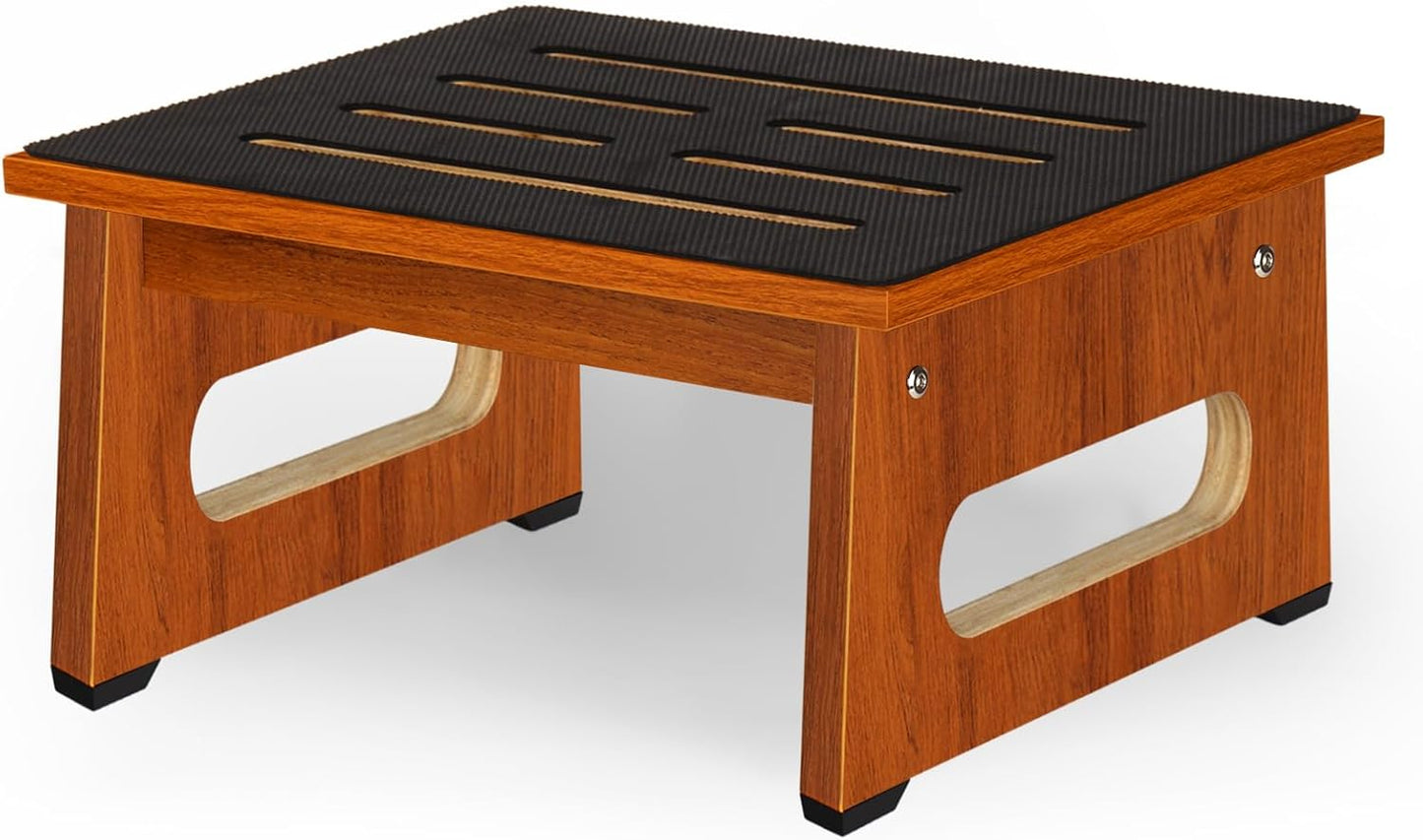 Wooden Step Stool - Non-Slip Design with 450 LBS Capacity | Easy Assembly for High Beds & Bathrooms - Rustic Brown