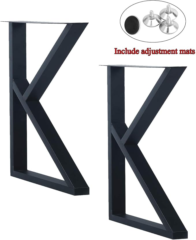 MBQQ 2 Pcs Furniture Legs Rustic Decory K Shape Table Legs,Heavy Duty Metal Desk Legs,Dining Table Legs,Industrial Modern, DIY Iron Bench Legs(H28”xW17.7”)