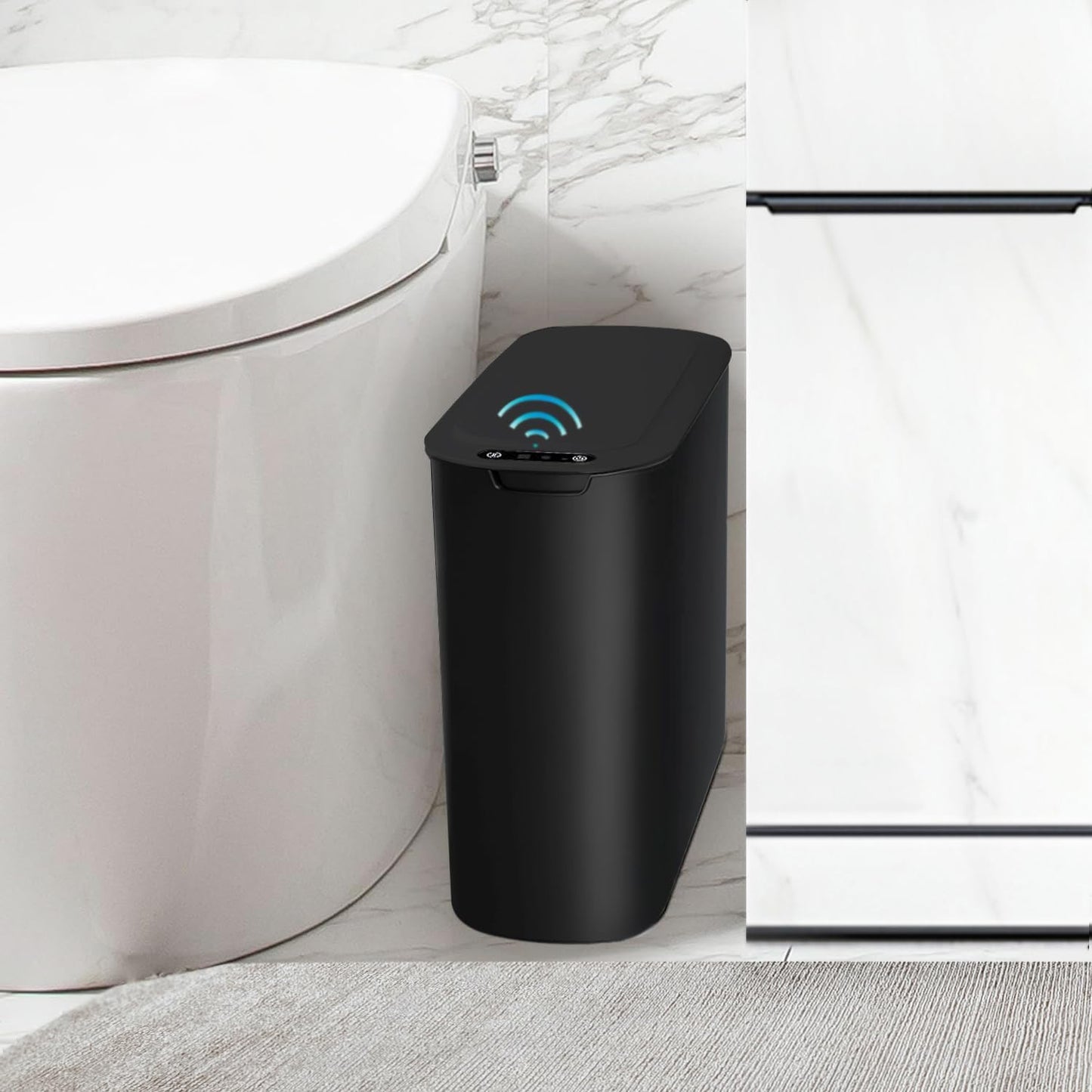 TIPGO Automatic Motion Sensor Trash Can - Touchless 2.6 Gallon Waste Bin for Bathroom, Office, Dorm | Slim Black Design