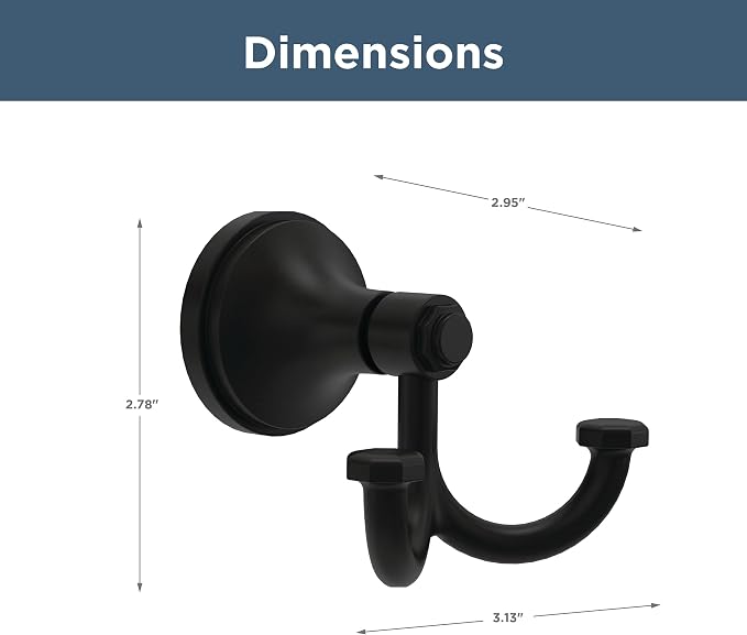 Franklin Brass Woodruff (1-Pack) Towel Hooks Matte Black Double Bathroom J Hooks Wall Mounted for Robes & Towels Hand Towel Hook Holder Kitchen, Bathroom Accessories WDRF35-MB