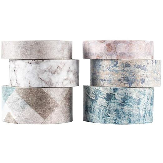 YUBBAEX 6 Rolls Plaid Washi Tape Set Basic Grid Masking Decorative Tapes for Arts, DIY Crafts, Journals, Planners, Scrapbooking, Wrapping (Texture)