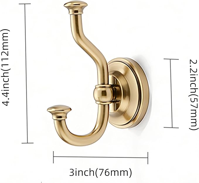 khtumeware 1 Pack 4-1/2 inch Zinc Alloy Vintage Wall Champagne Bronze Large Coat Hooks Suitable for Tile, Wood Board, Glass Walls, Bathroom, Entrance Hall, Kitchen, Multi-Functional Robe Hooks