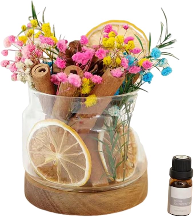 DIY Dried Flower Aromatherapy Kit with Natural Plant Essential Oils, Naturally Dried Flowers and Herbs Ornaments for DIY Flower Craft, Vintage Holiday Decor, Christmas (#E)