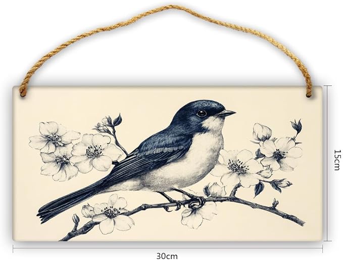 Realistic Bird Art Wooden Sign 12x6 Inch - Traditional Decor for Bird Lovers & Art Admirers, Suitable for Classic styles Living Areas