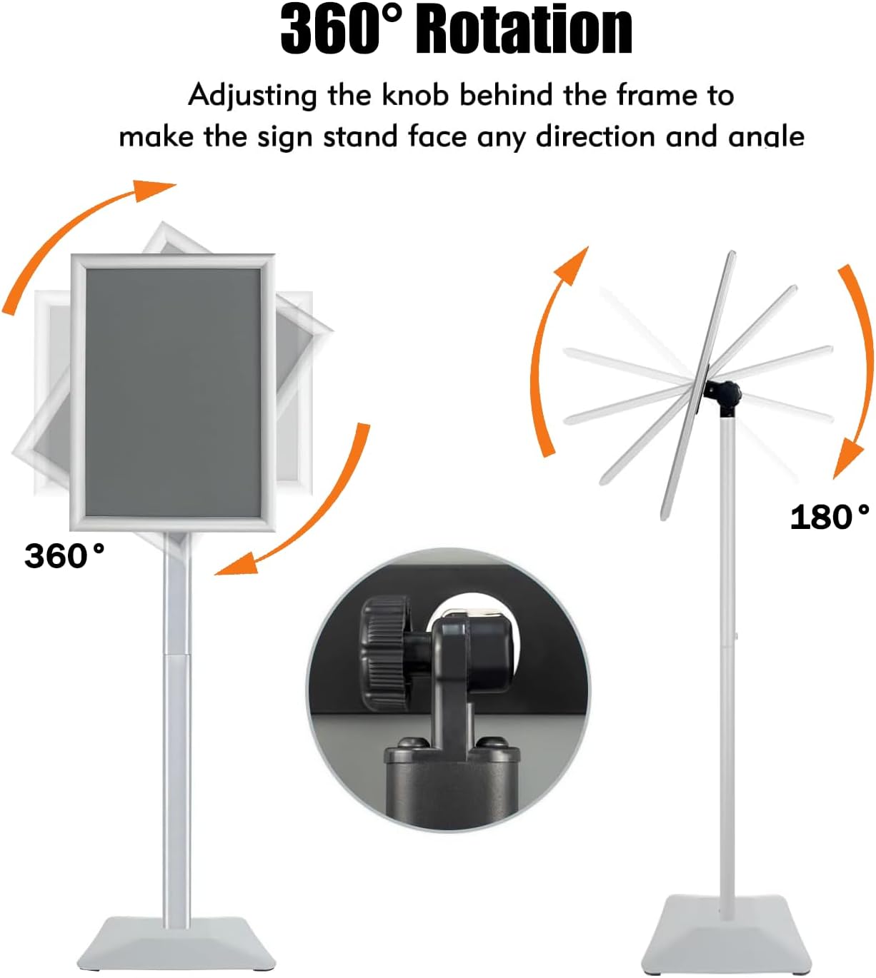 Skiennix Heavy Duty Sign Stand - 11lbs Integrated Rod for Indoor/Outdoor Advertising | 8.5 x 11, Silver, 3-Pack