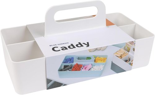 BLUE GINKGO Stackable Organizer Caddy - Portable Korean-Made Tote for Bathroom & Office Supplies (Long Rectangle, White)