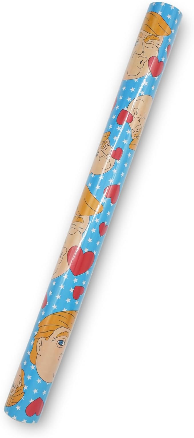 GOOFBALLS Hilarious Wrapping Paper Roll – Funny Gift Wrap for Birthdays, Holidays, White Elephant, Gag Gifts - Trump Kisses