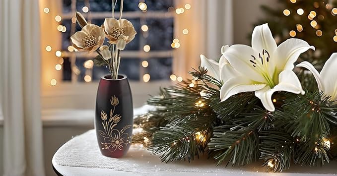 AeraVida Bold and Vibrant Flower Garden Red Mango Tree Wood Flower Vase | Hand-Carved Decorative Wooden Vase for Home or Office | Rustic Nature-Inspired