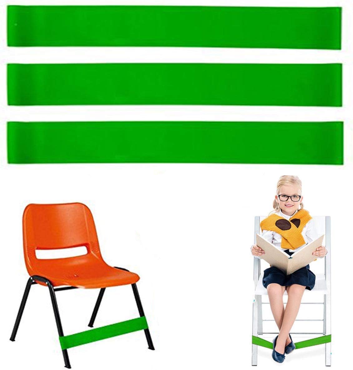 Skiennix Chair Bands for Kids - Fidgety Feet Support for ADHD & Sensory Needs | Durable Natural Latex