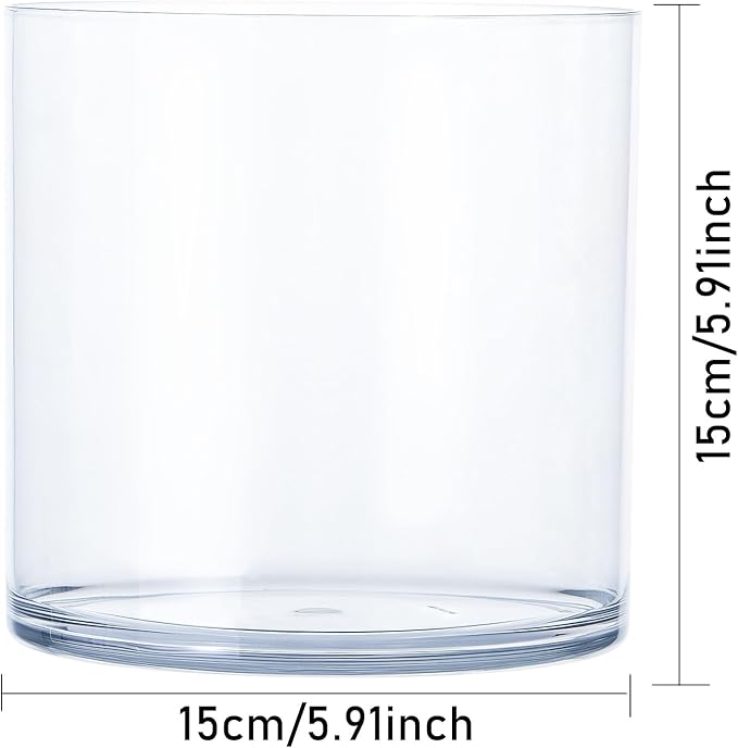 3 Pack Clear Acrylic Vase for Centerpieces 5.9x5.9 Inch Cylinder Wide Mouth Vase for Flowers, Home Decorative, Office, Wedding Party