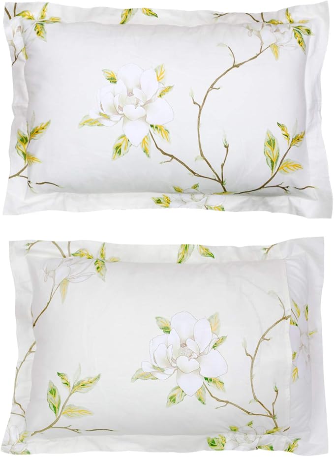 FADFAY White Floral Duvet Cover Set 100% Cotton Farmhouse Bedding with Hidden Zipper Closure 3 Pieces, 1duvet Cover & 2pillowcases,Twin XL Size