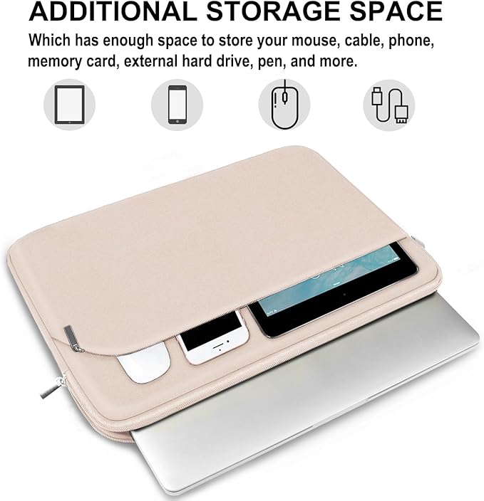 Laptop Sleeve 14 inch, Slim Portable Monitor Protective Cover with Front Pocket, Traveling Carrying Laptop Case Compatible for MacBook Air/Pro, HP, Dell, Lenovo, Acer, Light Pink