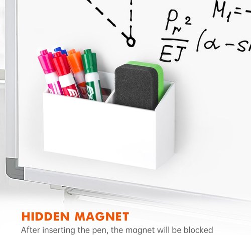 BEYGORM Magnetic Dry Erase Marker Holder - Non-Slip Acrylic Pen Organizer for Whiteboard & Fridge | White