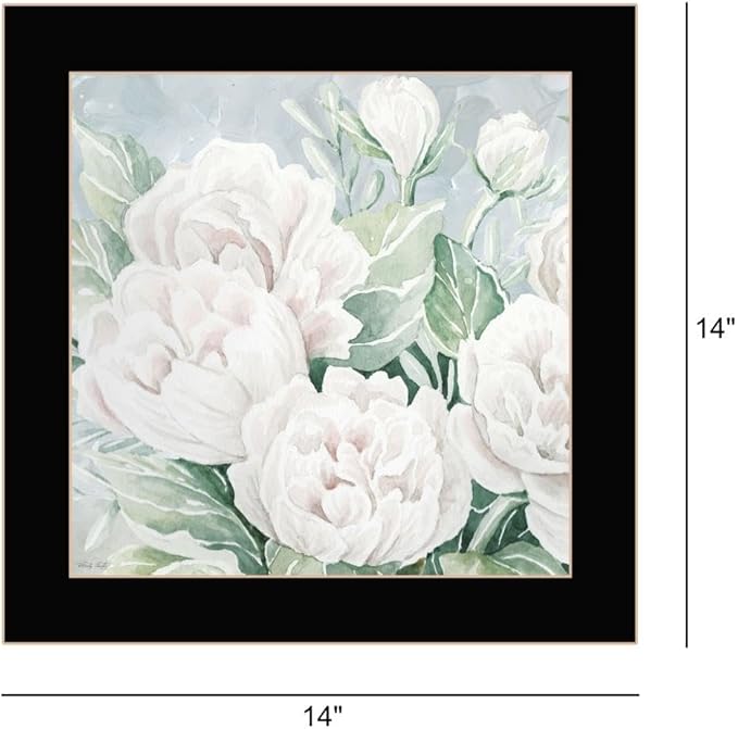Trendy Decor 4U CIN3002-712 Peaceful Peonies In Full Bloom Wall Art By Cindy Jacobs - Classic Floral 14" H x 14" W